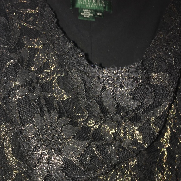 Lauren Ralph Lauren 18W Black & Gold Lace Dress - Picture 6 of 6